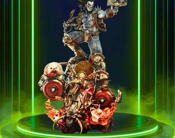 Epic Space Biker Fanart STL Statue | 1/6 Scale | Heavy Metal Alien Rider on Hover Bike | 3D STL Print File Model Download