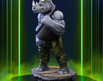 Rocksteady Fanart STL Statue | 1/6 Scale | Classic Mutant Enforcer Pose | 3D STL Print File Instant Download