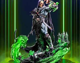 Dark Sorcerer Fanart STL Statue | 1/6 Scale | Undead Mage with Spirit Power Base | 3D STL Print File Model Download