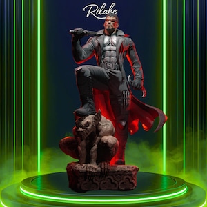 Blade Fanart STL Statue | 1/6 Scale | Sword and Gargoyle Base Diorama | 3D STL Print File Model Download