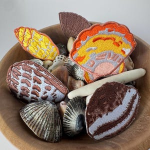 Embroidered Patches Hawaii Shell Iron On Heat Press Original Art Gift Sunrise Hebrew Cone ʻOpihi Cowry Miter Designed in Hawaiʻi