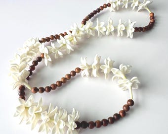 Pikake Forever Lei Lightweight Clay Wedding Flowers Sandalwood Birthday Gift Graduation Realistic Hawaii Handmade Floral Made in Hawaiʻi