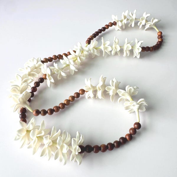 Pikake Forever Lei Lightweight Clay Wedding Flowers Sandalwood Birthday Gift Graduation Realistic Hawaii Handmade Floral Made in Hawaiʻi