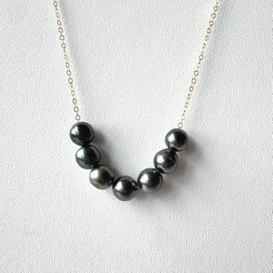 Tahitian Floating Pearls Gold Filled Necklace Hawaii Layering Jewelry Genuine Peacock Natural Luster Gift for Women Made in Hawaiʻi