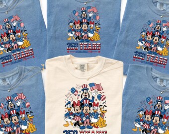 Comfort Colors® Mickey and Friends 250 Years Shirt, Patriotic Disney 250 Years of Freedom T-Shirt, Disney 4th of July Tee