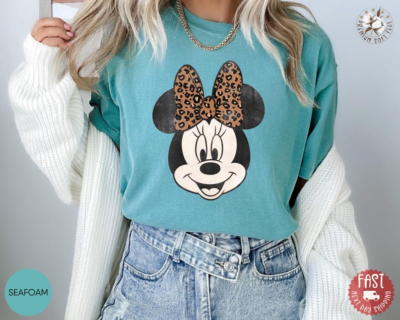 Comfort Colors® Leopard Bow Minnie T-Shirt, Minnie Shirt, Minnie Mouse Shirt bild 9