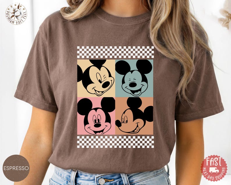 T-shirt Disney Mickey Mouse, chemise vacances en famille, voyage Disney 2026, t-shirt personnage de dessin animé rétro image 10