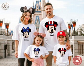 Custom Disney 4th of July Family Shirts, Disney Name Trip 2026 T-Shirt, Independent Day Gift, Mickey and Minnie Apparel