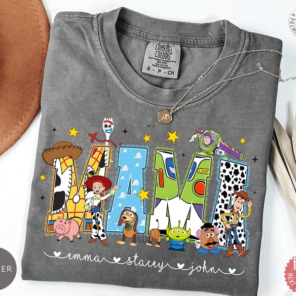 Comfort Colors Custom Mama With Kids Name Shirt, Toy Story Mama T-shirt, Custom Disney Tee