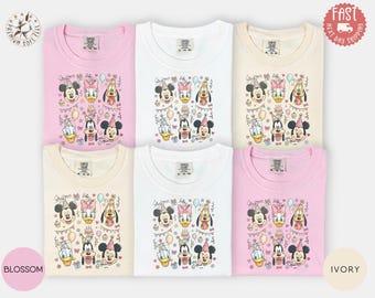 Chemise d'anniversaire aquarelle Mickey et ses amis, t-shirt cadeau d'anniversaire Disney, voyage en famille à Disneyland