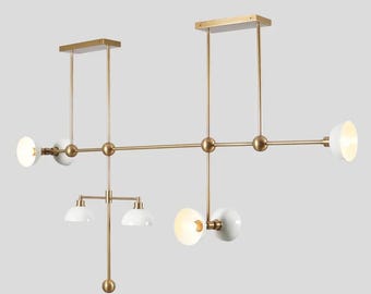 Trapeze 7 Mobile Pendant, Apparatus Inspired Mid Century Modern Chandelier