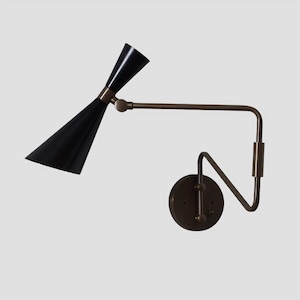 Stilnovo Style Swing Arm Wall Sconce, Mid Century Modern Brass Italian Wall Light, Handmade Single Light Adjustable Bedside Reading Lamp