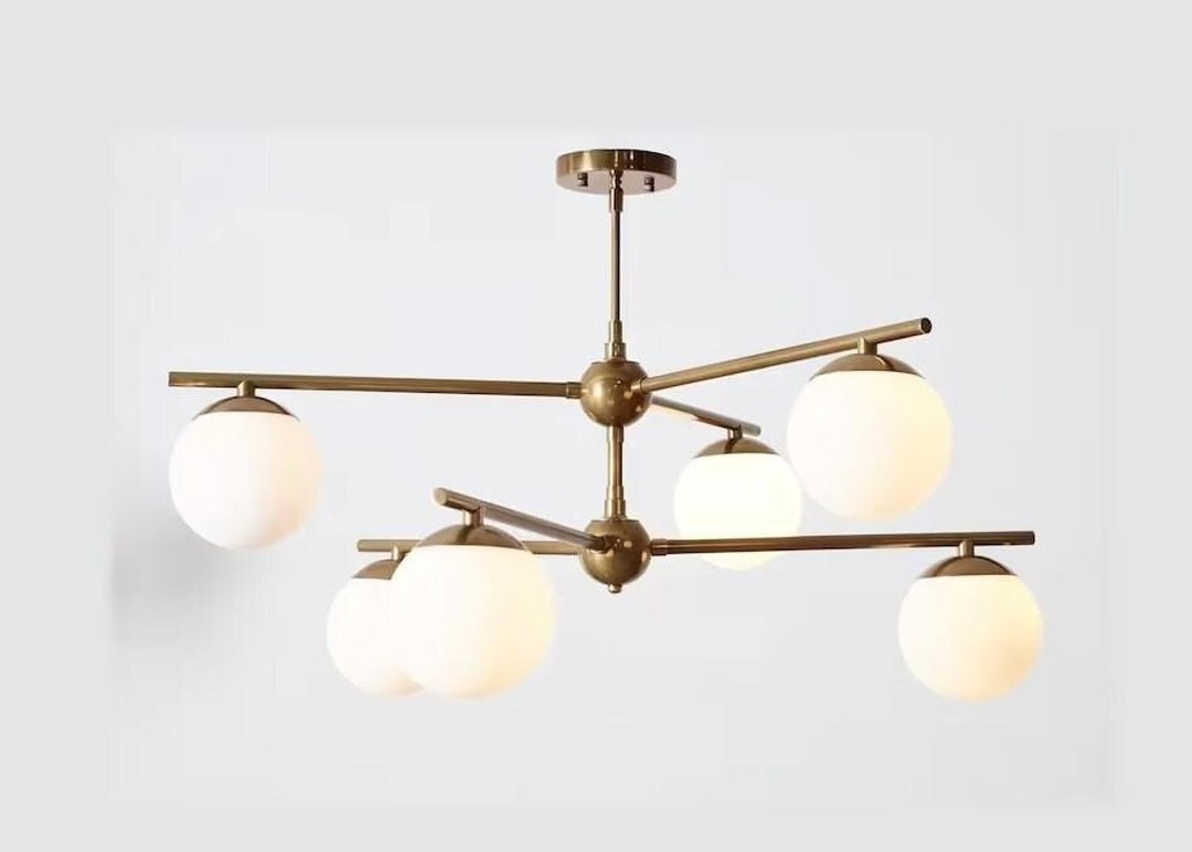 6 Globe Mid Century Sputnik Chandelier, Handcrafted Modern Sputnik Lamp ...
