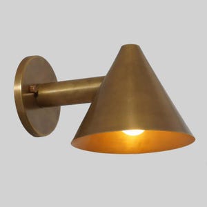 Conical Shape Brass Pivot Wall Sconce, Mid Century Modern Handcrafted Raw Brass Industrial Style Wall Light Lamp