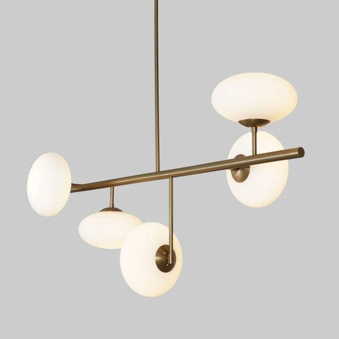 Five Globe Mid Century Modern Sputnik Chandelier, Handcrafted Ceiling ...