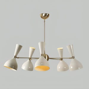 Stilnovo Style DIABOLO Sputnik Chandelier, Mid Century Modern Italian Style 5 Arm 10 Light, Handcrafted Brass Ceiling Light Fixture Art Deco