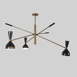Large Three Arms Italian Style Sputnik Chandelier, Handcrafted Mid Century Morden Raw Brass Chandelier, Contemporary Ceiling Light Fixture