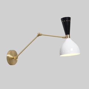 Stilnovo Style Articulated Diabolo Wall Sconce, Mid Century Modern Brass Light Fixture, Handmade Industrial Design Reading Wall Lamp