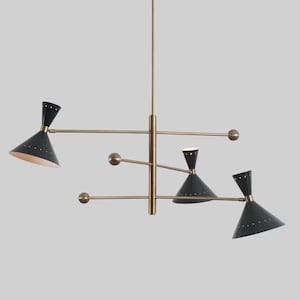 Mid Century 3 Arm 6 Light Stilnovo Style Sputnik Chandelier, Handcrafted Brass Contemporary Pendant Ceiling Light Fixture