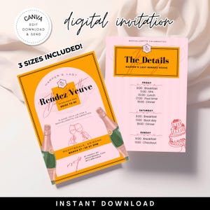 Last Rendez Bachelorette Digitale Einladung & Reiseplan | Bearbeitbar in Canva