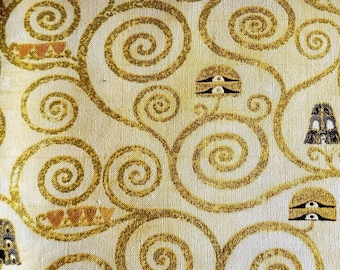 Gustav Klimt, Cream Swirls Metallic, SRKM-21350-84 Cream Gold, B1005-B,  Robert Kaufman Studio, **By the Half Yard (BTHY)**, Rare Find