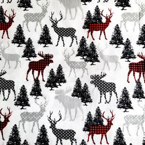 Moose and Deer Allover, Christmas Lodge, Great for Pillows, Home Decor, Wall Art, 100% Cotton, **By the HALF Yard (BTHY)**