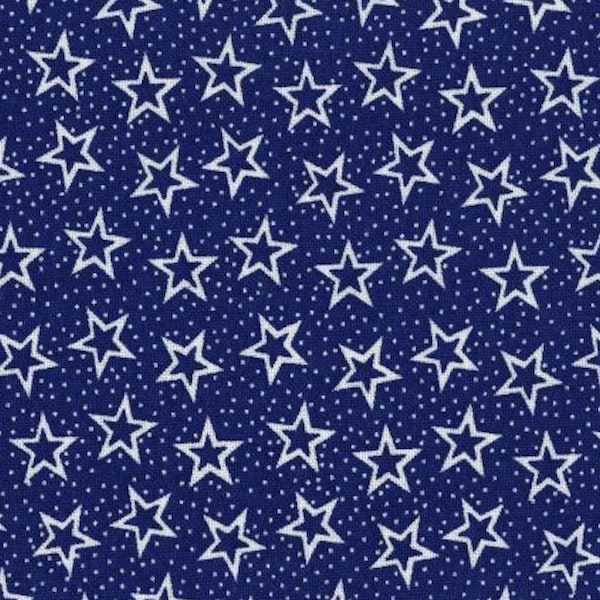 108" by HALF Yard - Patriotic Wideback White Star Old Glory Blue #4 Americana White Stars Happy 4th of July! 100% Cotton - R4R1 - BTHY