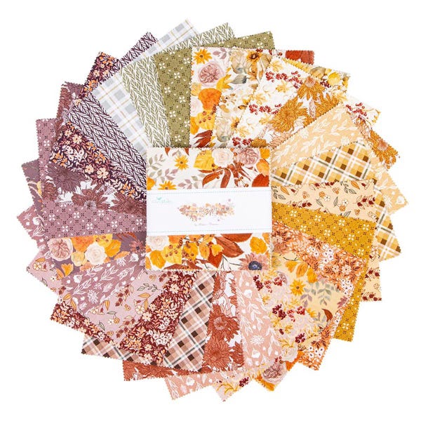 DEAL!  Evening on the Prairie Charm Pack Gorgeous Fall Color Cozy Charm Amber Gold Modern Prairie, 5-16740-42, OB2B6, 5" x 5",Riley Blake