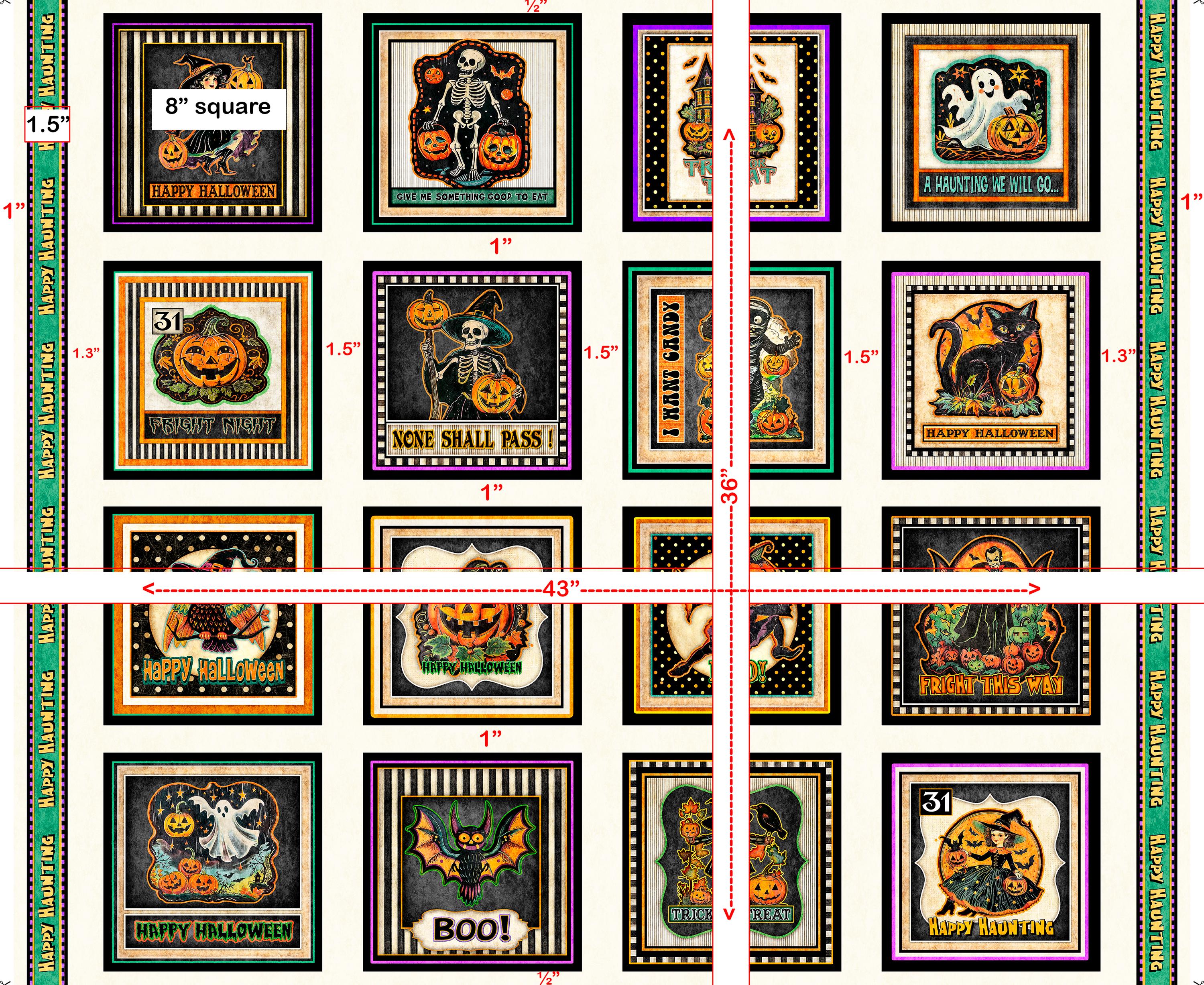 NEW! Happy Haunting Panel Halloween Characters Ghost Witch