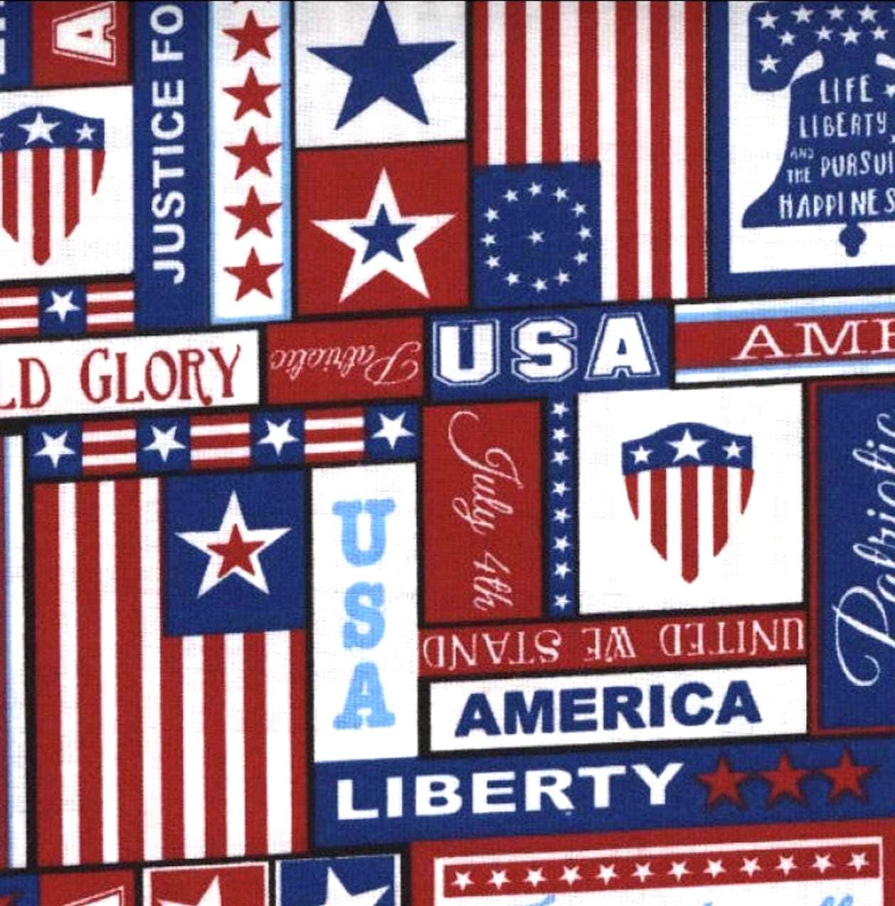 Patriotic Red White Blue Patches Red Old Glory Americana Happy 4th