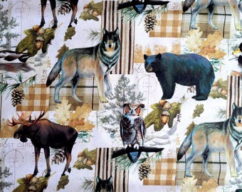DEAL! Northern Wild on Cream, 20168613, David Textiles, Great for Pillows, Home Decor, Wall Art, 100% Cotton,  R1R4, **By HALF Yard (BTHY)**