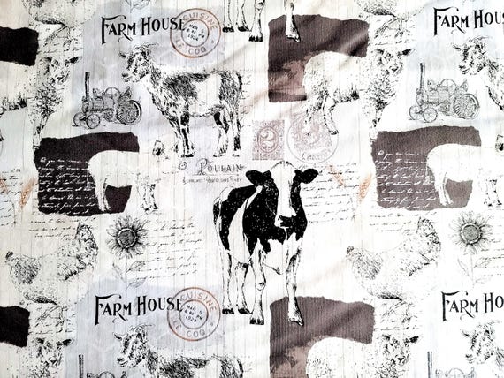 Farmhouse Patch **by HALF Yard Continuous** Novelty Cotton,Cows, 16634826, Joann Fabric, Great for Pillows, Home Decor, B1025, 100% Cotton