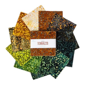 Terrazzo Jungle Charm Pack Expressions Stacker-C Hand-Dyed Batik Artisans Print, 5-21801C-42, 5" x 5", 42 pieces OB1B1, Riley Blake