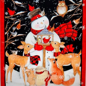 Susan Winget Snowman & Deer Christmas Quilt Panel,Fox,Rabbit,Owl,Cardinal,17579780, Springs Creative, B2008, R1R4, Sold by Panel, Very Cute!