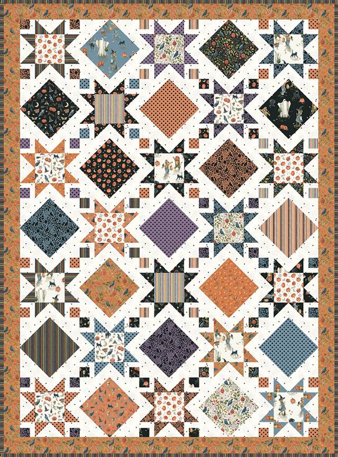NEW Kit! Trick or Treat Stars and Windows Quilt Kit by Beverly Mccullough 68" X 92" Cats Pumpkins Lisa Audit, KT-15960, Riley Blake, OR2R1 - Etsy