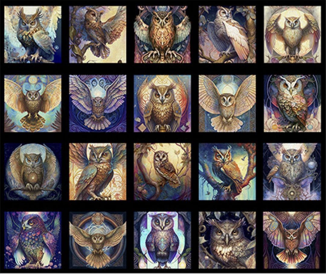 Mystic Owls Panel Magical Mysterious Owls Dramatic Gorgeous Design, 20 ...
