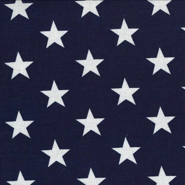 45" Patriotic White Star on Blue Old Glory Navy Blue #30 Americana White Stars Happy 4th of July! 100% Cotton,R1776,**By HALF Yard (BTHY)*