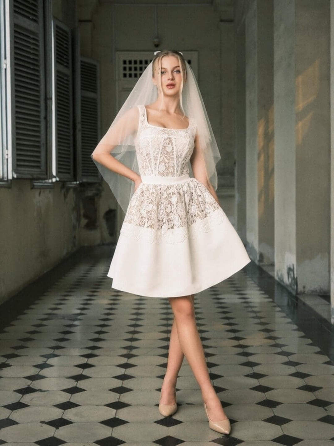 Mini Wedding Dress , Lace Wedding Dress ,custom Dress ,white Wedding ...