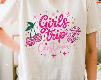 Camiseta personalizada para viaje de chicas, camiseta para despedida de soltera, camiseta para fin de semana de chicas, camiseta Disco Cherry para viaje de chicas, F1363
