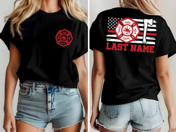 Custom Firefighter Shirt, Personalized Firefighter Heavyweight Sweatshirt, Firefighter Last Name Hoodie, Trendy Fire Department Gifts, F752