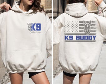 Custom Police K9 Shirt, Personalized K9 Officer Hoodie, Police Thin Blue Line Sweatshirt, Blue Paws Shirt, Trendy Gift for Policeman, F751
