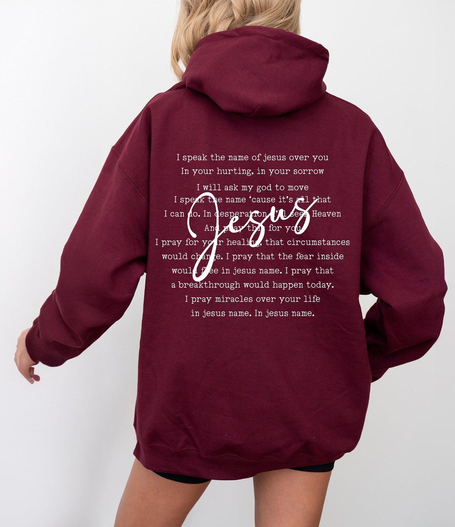 Scripture Hoodies Jesus Men Hoodie, Vintage Jesus Shirt for Christians, Trendy Back Print ...