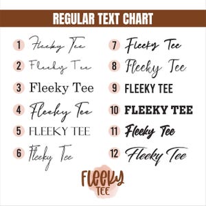 a list of regular text chart