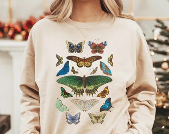 Vintage Butterfly Shirt, Butterfly Lover Sweatshirt, Boho Butterfly Hoodie, Antisocial Women Gifts, Aesthetic Gift for Mom, Animal Tee, F808