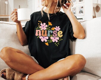 Floral Nurse Shirt, New Nurse Sweatshirt, Nurse Student Hoodie, Registered Nurse Shirt, Nursing School Gift, Nurse Graduation Gift, F709