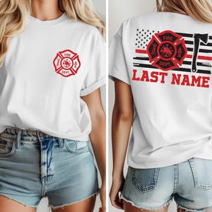 Custom Firefighter Shirt, Personalized Firefighter Heavyweight Sweatshirt, Firefighter Last Name Hoodie, Trendy Fire Department Gifts, F752 image 3