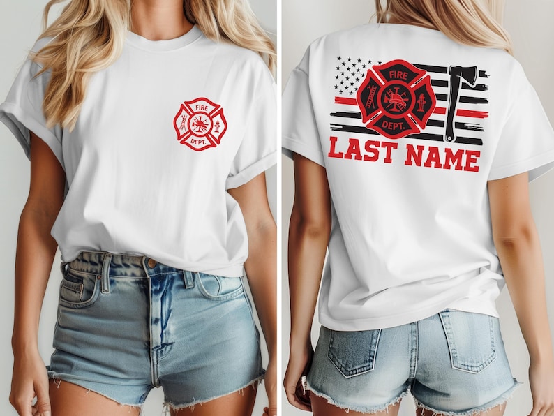 Custom Firefighter Shirt, Personalized Firefighter Heavyweight Sweatshirt, Firefighter Last Name Hoodie, Trendy Fire Department Gifts, F752 image 3