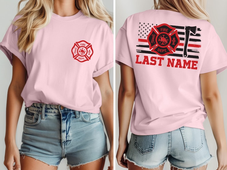 Custom Firefighter Shirt, Personalized Firefighter Heavyweight Sweatshirt, Firefighter Last Name Hoodie, Trendy Fire Department Gifts, F752 image 4