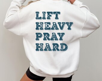 Lift Heavy Pray Hard Shirt, Christian Gym Buddy Sweatshirt For Mom, Minimalist Hoodie For Gym Lovers, Trendy Gym Workout Mom Gifts, F902