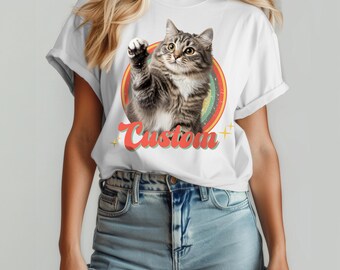 Custom Cat Shirt, Personalized Pet Shirt, Retro Dog  Photo And Name Shirt, Dog Remembrance Gift, Minimalist Gift for Animal Lover, F1000